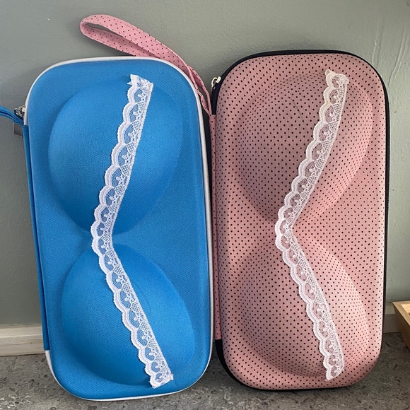 Handbags - Blue and Pink Bra Travel Cases
